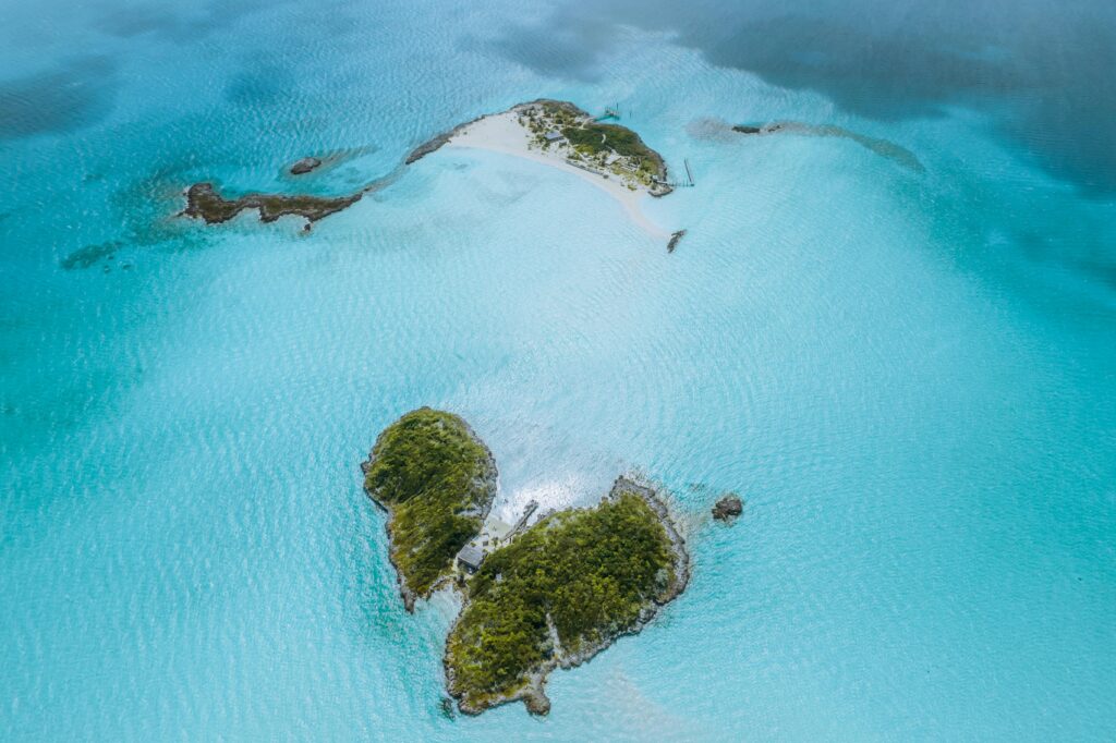 Birds Eye View of Islands Surrounded by Ocean